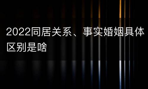 2022同居关系、事实婚姻具体区别是啥