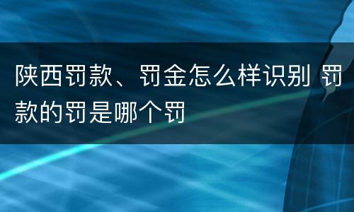 陕西罚款、罚金怎么样识别 罚款的罚是哪个罚