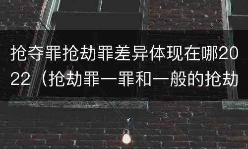 抢夺罪抢劫罪差异体现在哪2022（抢劫罪一罪和一般的抢劫罪）
