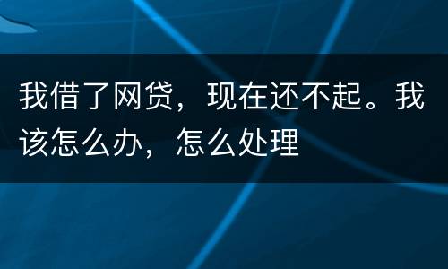 我借了网贷，现在还不起。我该怎么办，怎么处理