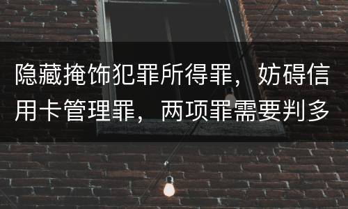 隐藏掩饰犯罪所得罪，妨碍信用卡管理罪，两项罪需要判多久