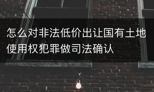 怎么对非法低价出让国有土地使用权犯罪做司法确认