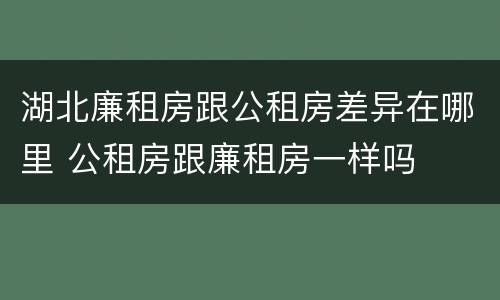 湖北廉租房跟公租房差异在哪里 公租房跟廉租房一样吗
