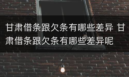 甘肃借条跟欠条有哪些差异 甘肃借条跟欠条有哪些差异呢