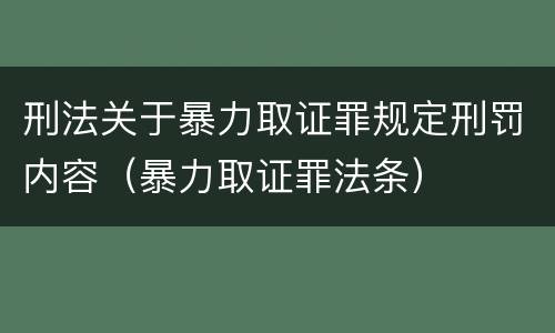 刑法关于暴力取证罪规定刑罚内容（暴力取证罪法条）
