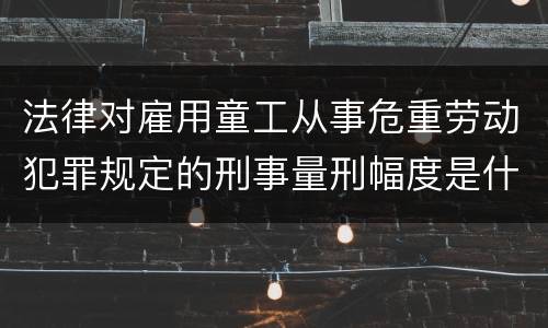 法律对雇用童工从事危重劳动犯罪规定的刑事量刑幅度是什么