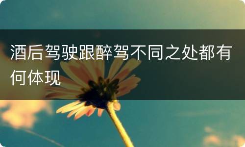 酒后驾驶跟醉驾不同之处都有何体现