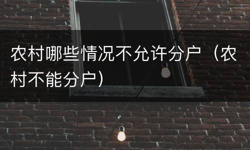 农村哪些情况不允许分户（农村不能分户）