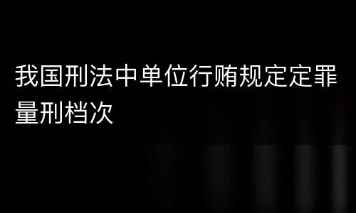 我国刑法中单位行贿规定定罪量刑档次