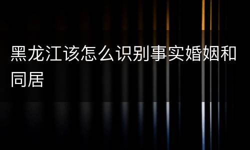黑龙江该怎么识别事实婚姻和同居
