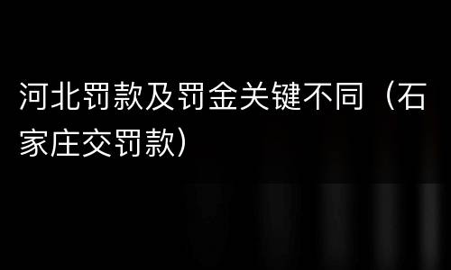 河北罚款及罚金关键不同（石家庄交罚款）