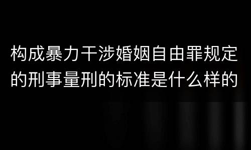 构成暴力干涉婚姻自由罪规定的刑事量刑的标准是什么样的