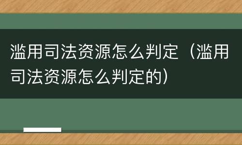 滥用司法资源怎么判定（滥用司法资源怎么判定的）