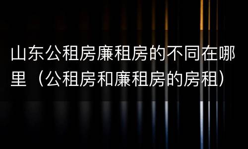山东公租房廉租房的不同在哪里（公租房和廉租房的房租）