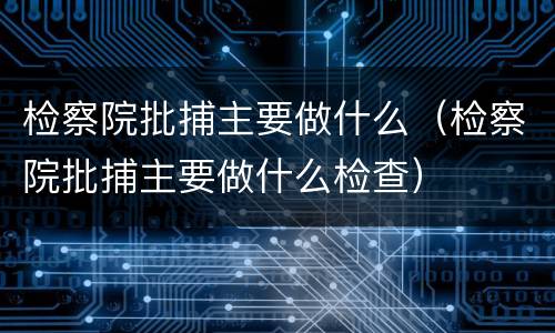 检察院批捕主要做什么（检察院批捕主要做什么检查）