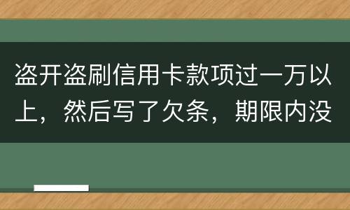 盗开盗刷信用卡款项过一万以上，然后写了欠条，期限内没还，可以立案并且起诉吗