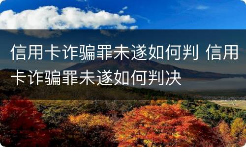信用卡诈骗罪未遂如何判 信用卡诈骗罪未遂如何判决