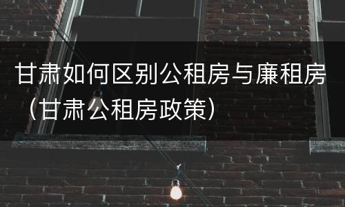 甘肃如何区别公租房与廉租房（甘肃公租房政策）