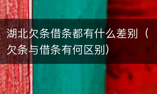 湖北欠条借条都有什么差别（欠条与借条有何区别）
