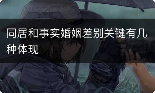 同居和事实婚姻差别关键有几种体现