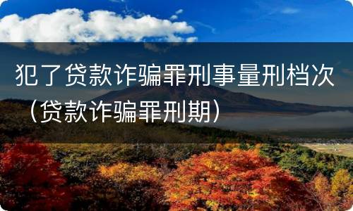 犯了贷款诈骗罪刑事量刑档次（贷款诈骗罪刑期）
