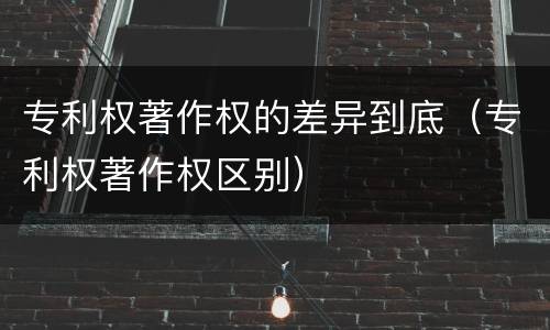 专利权著作权的差异到底（专利权著作权区别）