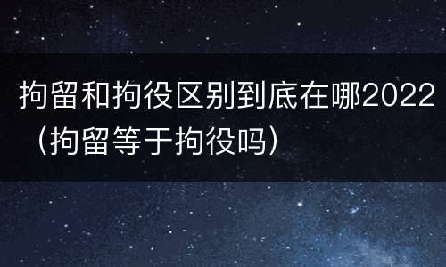 拘留和拘役区别到底在哪2022（拘留等于拘役吗）