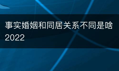 事实婚姻和同居关系不同是啥2022