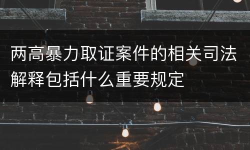 两高暴力取证案件的相关司法解释包括什么重要规定