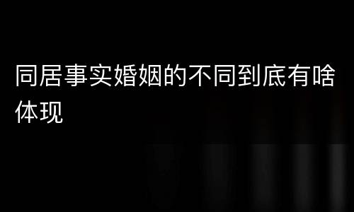 同居事实婚姻的不同到底有啥体现