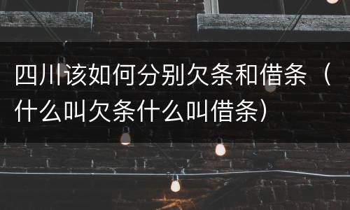 四川该如何分别欠条和借条（什么叫欠条什么叫借条）