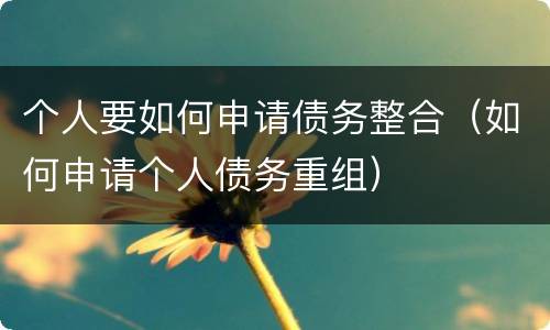 个人要如何申请债务整合（如何申请个人债务重组）