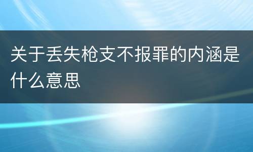关于丢失枪支不报罪的内涵是什么意思