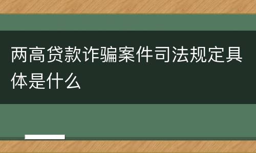 两高贷款诈骗案件司法规定具体是什么