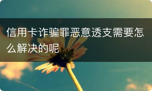 信用卡诈骗罪恶意透支需要怎么解决的呢