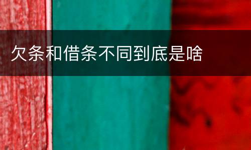 欠条和借条不同到底是啥