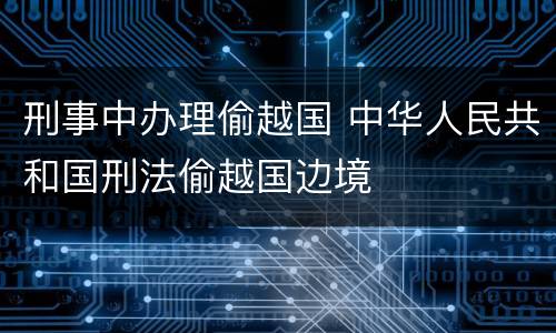 刑事中办理偷越国 中华人民共和国刑法偷越国边境