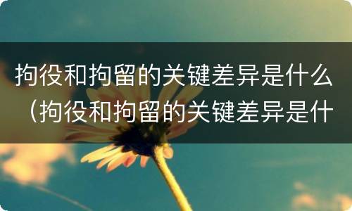 拘役和拘留的关键差异是什么（拘役和拘留的关键差异是什么意思）