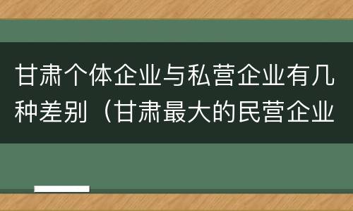 甘肃个体企业与私营企业有几种差别（甘肃最大的民营企业）