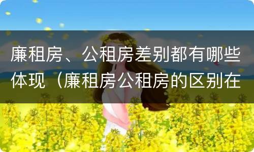 廉租房、公租房差别都有哪些体现（廉租房公租房的区别在哪里）