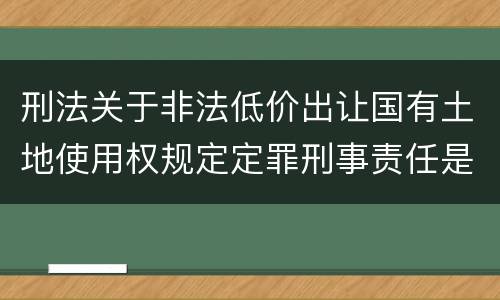刑法关于非法低价出让国有土地使用权规定定罪刑事责任是怎样