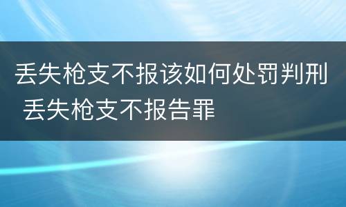 丢失枪支不报该如何处罚判刑 丢失枪支不报告罪