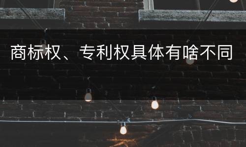 商标权、专利权具体有啥不同