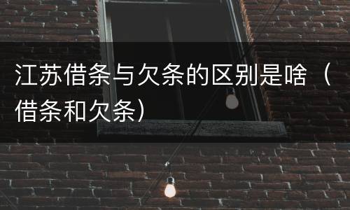 江苏借条与欠条的区别是啥（借条和欠条）