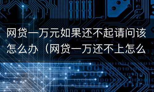 网贷一万元如果还不起请问该怎么办（网贷一万还不上怎么办）