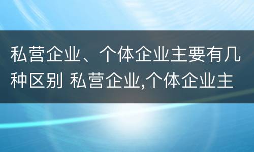 私营企业、个体企业主要有几种区别 私营企业,个体企业主要有几种区别