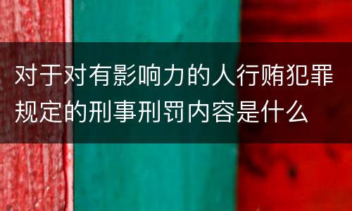 对于对有影响力的人行贿犯罪规定的刑事刑罚内容是什么
