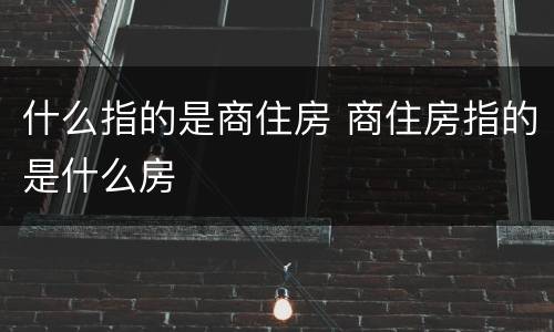 什么指的是商住房 商住房指的是什么房