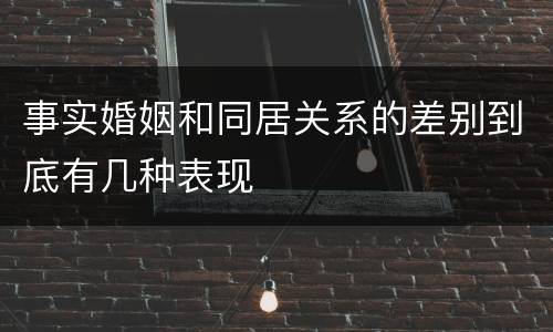 事实婚姻和同居关系的差别到底有几种表现
