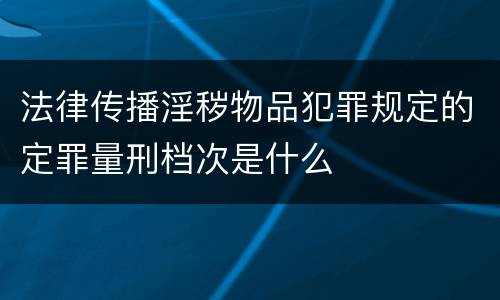 法律传播淫秽物品犯罪规定的定罪量刑档次是什么